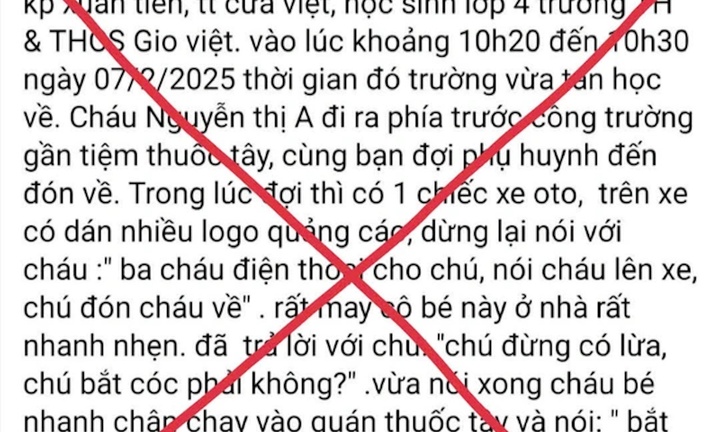 Bác thông tin học sinh lớp 4 ở Quảng Trị suýt bị bắt cóc khi tan học