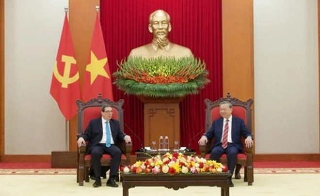 Tổng Bí thư Tô Lâm tiếp Bộ trưởng Ngoại giao Cuba Bruno Rodriguez Parrilla