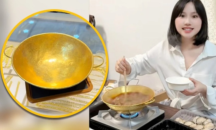 Nồi lẩu bằng vàng 2,4 tỷ đồng gây sốt, dân mạng nói 'nước lẩu cũng có mùi tiền'