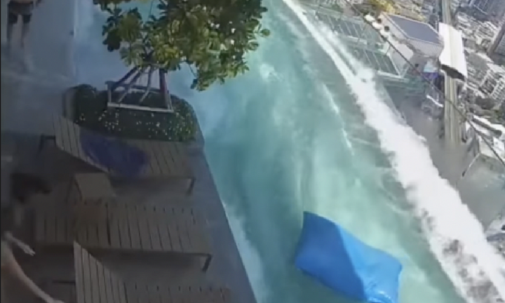 Thoát chết thần kỳ trong bể bơi vô cực giữa trận động đất kinh hoàng ở Thái Lan