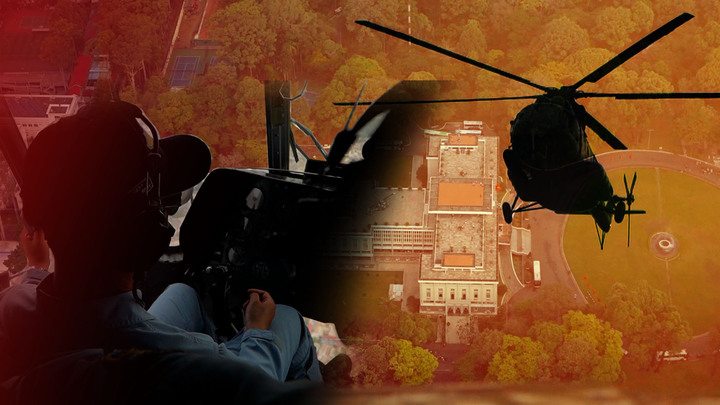 Xuyên qua mây, tránh nhà chọc trời, phi công trực thăng thể hiện kỹ năng trước ngày 30/4