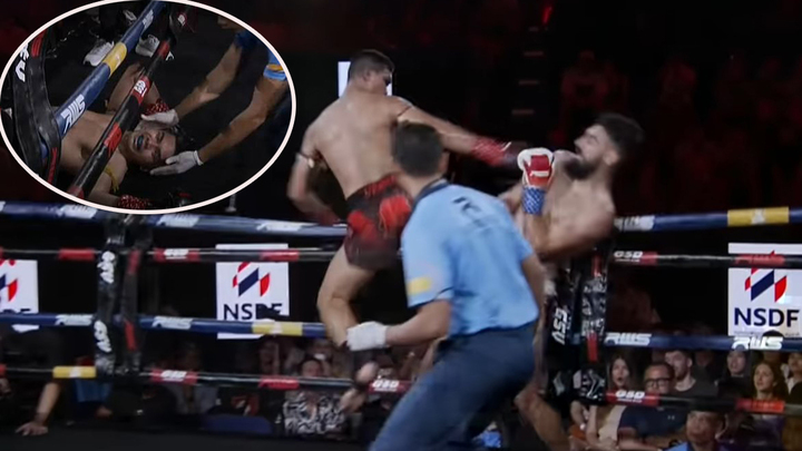 Cao thủ Muay Thái bị xử thua sau pha phi thân rồi ngã lộn cổ trên võ đài