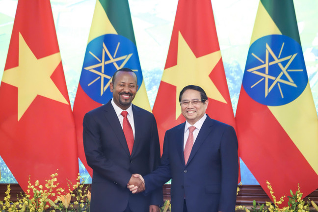 Thủ tướng Phạm Minh Chính chủ trì lễ đón Thủ tướng Ethiopia Abiy Ahmed Ali