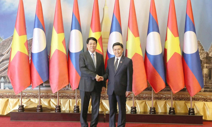 Chủ tịch nước Lương Cường Hội kiến Chủ tịch Quốc Hội Lào