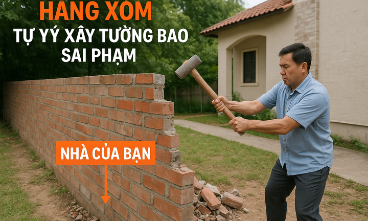 Hàng xóm xây tường lấn đất, gia chủ có quyền tự tháo dỡ không?