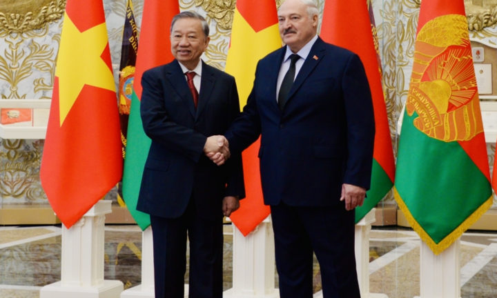 Lễ đón chính thức Tổng Bí thư Tô Lâm thăm cấp nhà nước Belarus