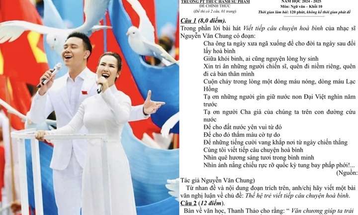 Ca khúc 4 tỷ lượt xem dịp lễ 30/4 vào đề thi Văn