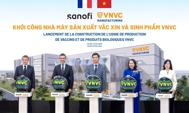 Tổng thống Pháp bấm nút khởi công Nhà máy Vaccine và Sinh phẩm VNVC