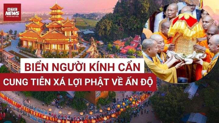 Biển người cung tiễn xá lợi Đức Phật từ chùa Quán Thế Âm về Ấn Độ