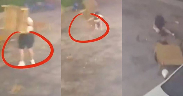 Gió thổi bay thanh niên nặng hơn 100kg