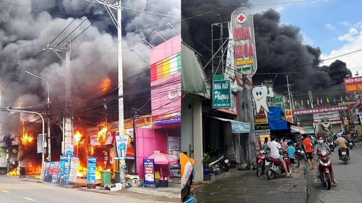 Cháy lớn tại siêu thị Điện máy Xanh ở Đồng Nai