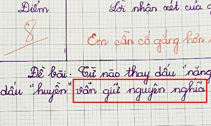 Từ nào trong Tiếng Việt thay dấu nặng bằng dấu huyền vẫn giữ nguyên nghĩa?