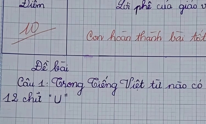 Từ Tiếng Việt nào có 12 chữ 'U'?