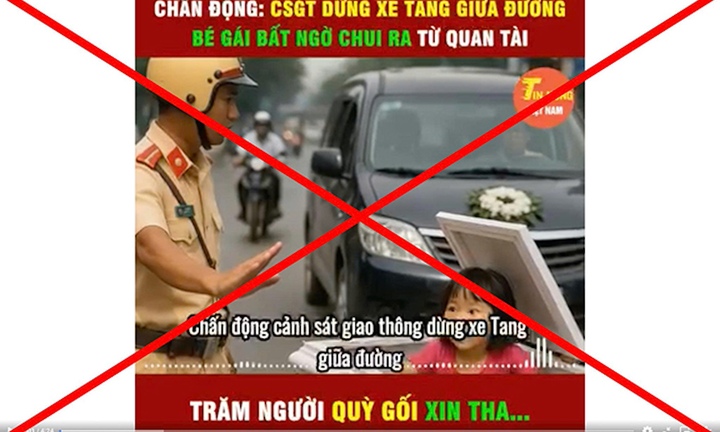 'CSGT dừng xe tang giữa đường, bé gái bất ngờ chui ra từ quan tài' là tin giả