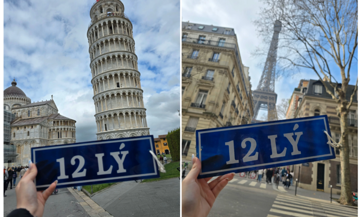 Nhóm học sinh Việt mang bảng tên lớp đi khắp thế giới