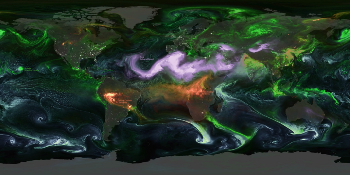 Xem cách các aerosol bay trên bầu trời Trái Đất