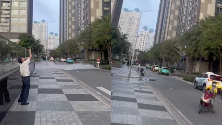 Nam thanh niên ném 3 bình nước 20 lít từ tầng 26 xuống đường ở TP.HCM