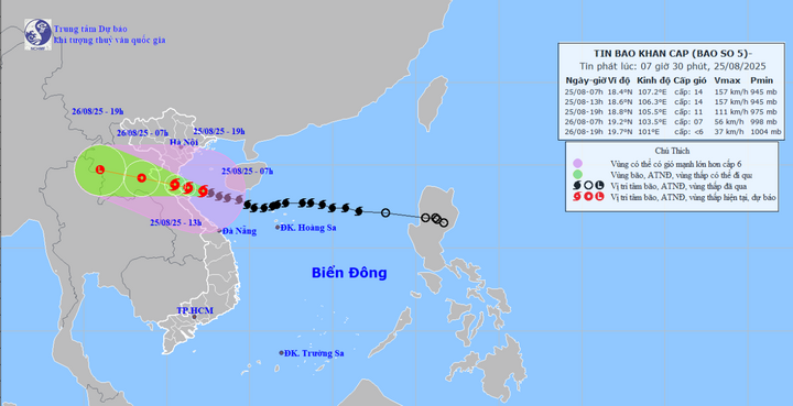 Tin bão số 5 mới nhất và dự báo thời tiết Hà Nội 10 ngày từ 25/8 đến 3/9