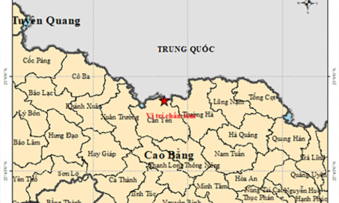 Động đất mạnh 3,4 độ richter ở Cao Bằng