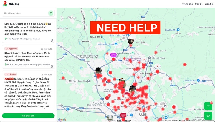 Hai bạn trẻ lập website tổng hợp hàng nghìn lời kêu cứu giữa mưa lũ