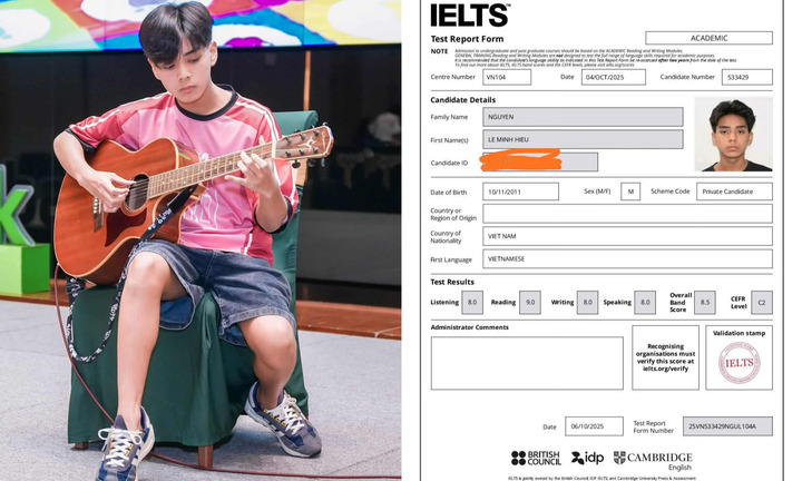 Nam sinh 14 tuổi đạt 8.5 IELTS sau 3 tháng ôn luyện