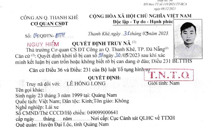 Công an Đà Nẵng ra Bắc, vào Nam bắt 2 kẻ truy nã nguy hiểm
