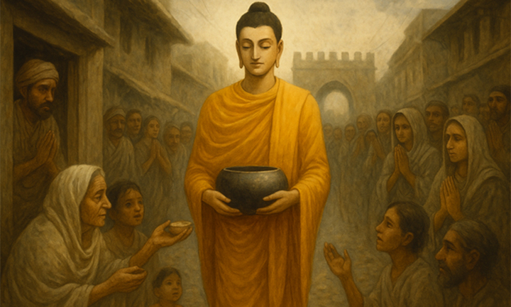 Khi Đức Phật khất thực ở nơi người dân oán hận nghĩ ngài gây nạn đói