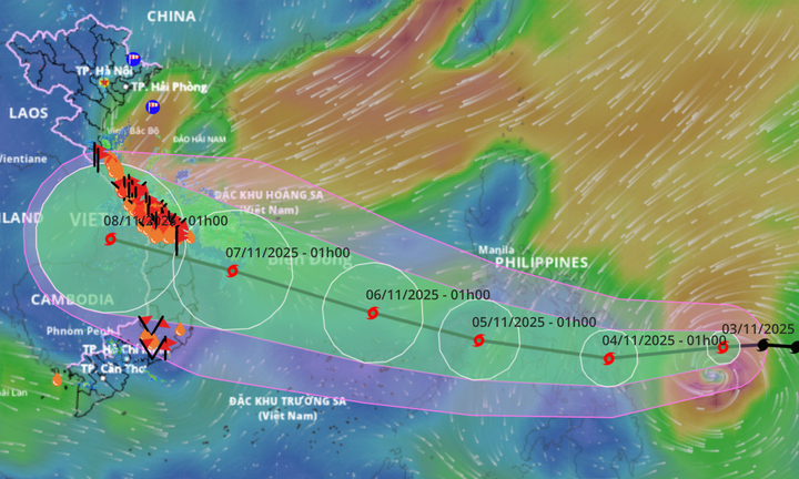 Bão Kalmaegi mạnh lên cấp 11, đang di chuyển nhanh vào Biển Đông