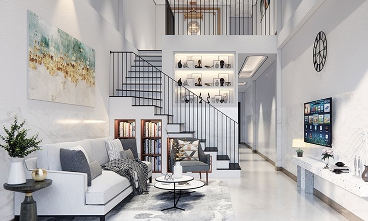 Những mẫu phòng khách gác lửng đẹp, tiện nghi 