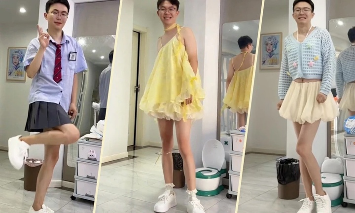 Người đàn ông kiếm bộn nhờ đôi chân thon, nuột hơn cả chị em, mặc váy siêu đẹp