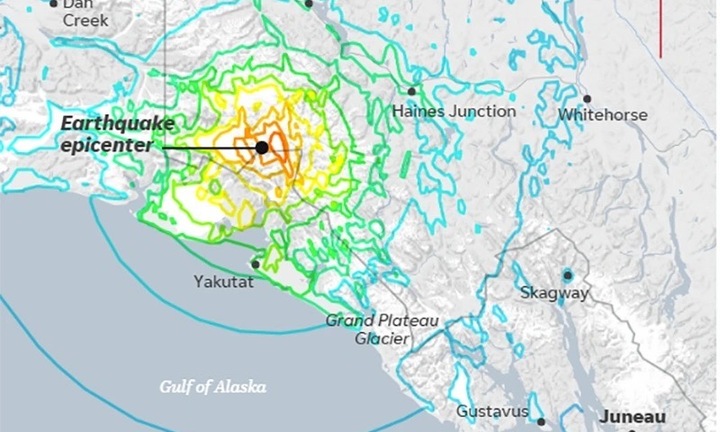 Động đất 7 độ rung chuyển Alaska, kéo theo hơn 20 dư chấn liên tiếp