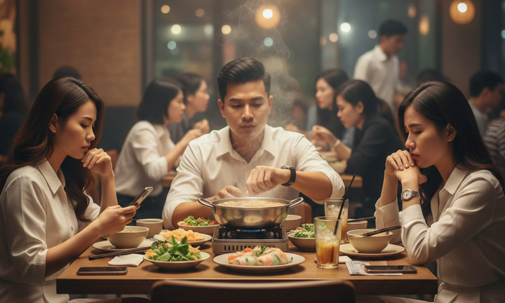 Tôi nghỉ chơi với những người bạn lần nào đi ăn cũng đến muộn cả tiếng