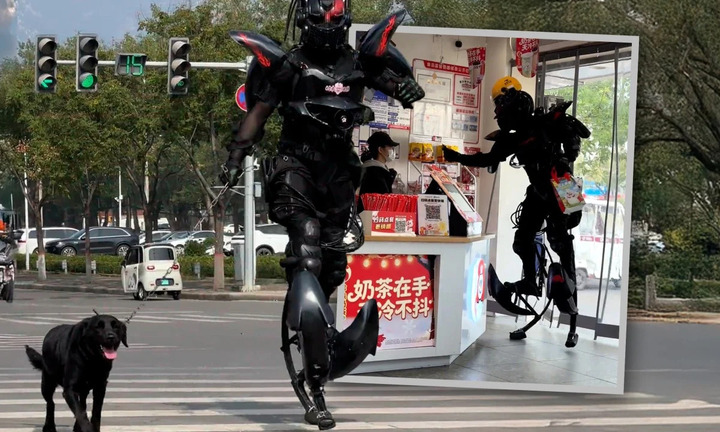 Nhân viên giao hàng mặc áo giáp như Iron Man gây 'sốt' tại Trung Quốc