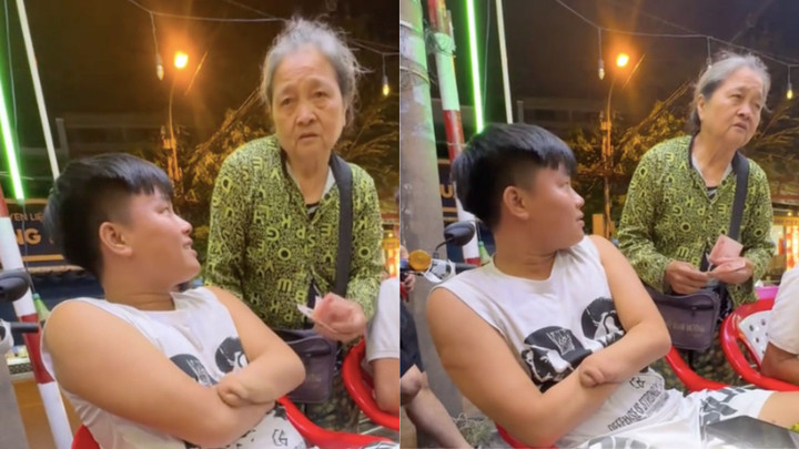 Xúc động clip thanh niên khuyết tật từ chối nhận tiền của cụ bà bán vé số