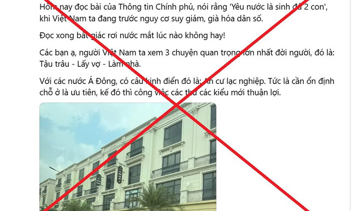 Fanpage Thông tin Chính phủ không có thông điệp 'Yêu nước là sinh đủ 2 con'