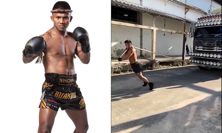 'Thánh Muay' Buakaw 44 tuổi kéo xe tải 10 bánh gây sốt mạng xã hội
