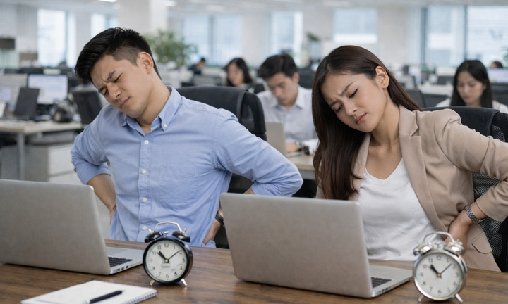 Ngồi văn phòng 10 tiếng/ngày, nhiều người 30 tuổi đã thoát vị đĩa đệm