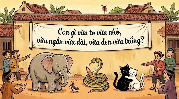 Con gì vừa to vừa nhỏ, vừa ngắn vừa dài, vừa đen vừa trắng?