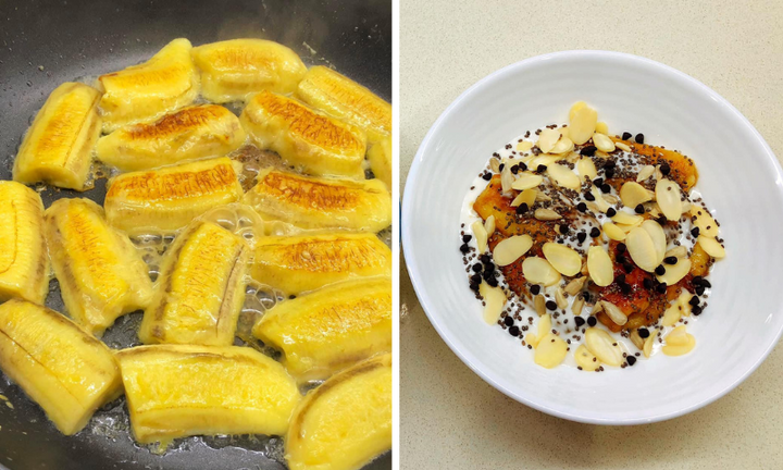 Món chuối chiên 'mix' cốt dừa và hạt khô giải cứu chuối sau Tết