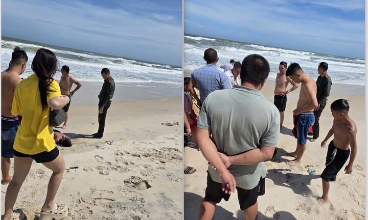 Đại úy công an cùng người dân cứu 2 cháu bé bị sóng cuốn trôi ở Lâm Đồng