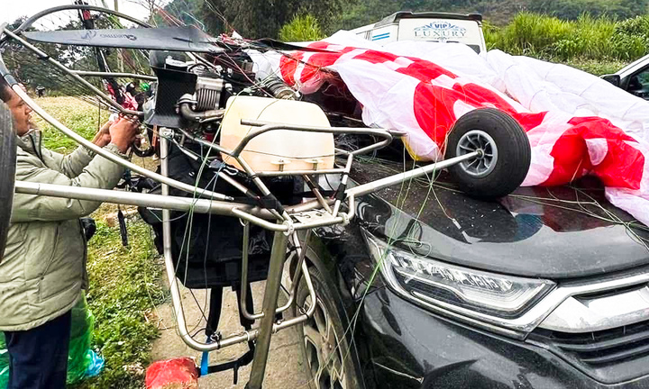 Nguyên nhân vụ dù lượn rơi trúng ô tô làm vỡ kính chắn gió ở Tuyên Quang