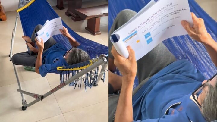 Xúc động clip ông nội học dùng smartphone bằng sách hướng dẫn do cháu soạn