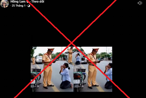 Video người phụ nữ quỳ lạy, van xin CSGT là sản phẩm của AI