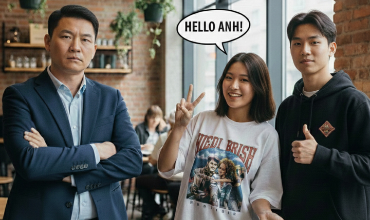 Tôi dị ứng với kiểu chào 'hello anh', 'hello em'