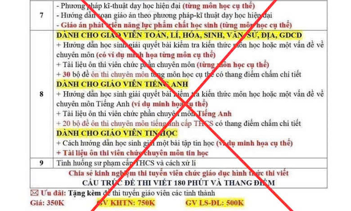 Tài liệu thi viên chức giáo dục 350.000 đồng/bộ: Sở GD&ĐT Quảng Trị khuyến cáo