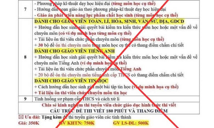 Rao bán tài liệu thi viên chức giáo dục 350.000đ/bộ: Đề nghị công an vào cuộc