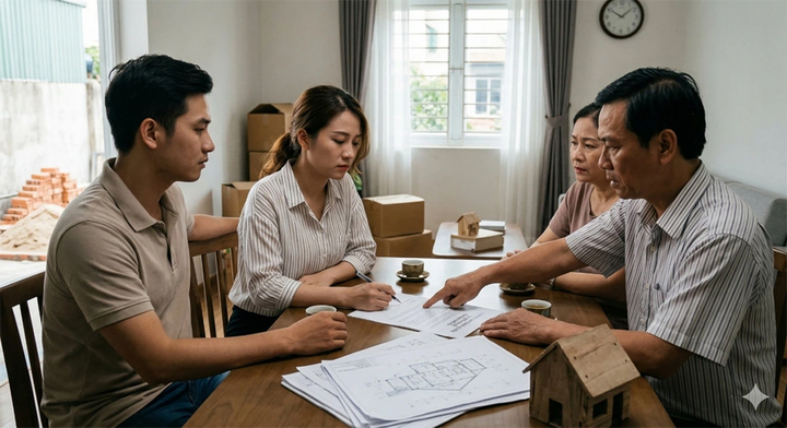 Dốc hết tiết kiệm, vay tiền xây nhà mới biết đất bố chồng cho chỉ đứng tên chồng