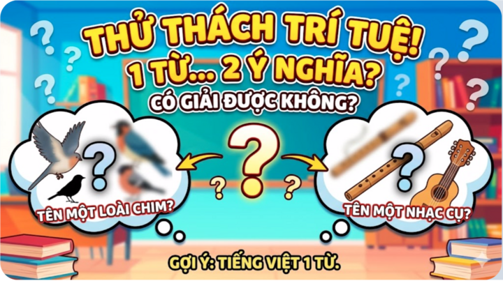 Câu đố tiếng Việt: Từ nào vừa là tên loài chim, vừa là tên nhạc cụ?