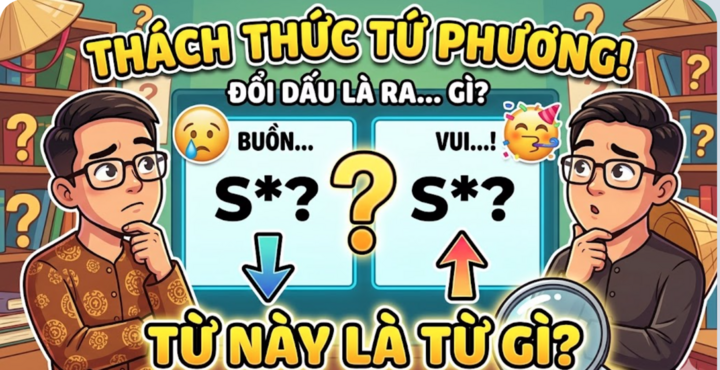 Câu đố tiếng Việt: Từ nào chỉ cần thay dấu thanh là chuyển từ buồn sang vui?