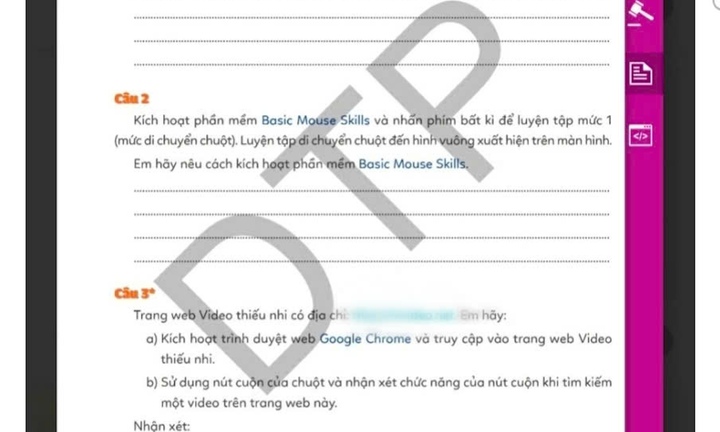 Sách bài tập tin học lớp 3 in 'website đen': Thu hồi, dừng phát hành